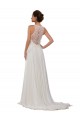 Soft Chiffon Chapel Train Illusion Neck Sheath Wedding Dress Plymouth