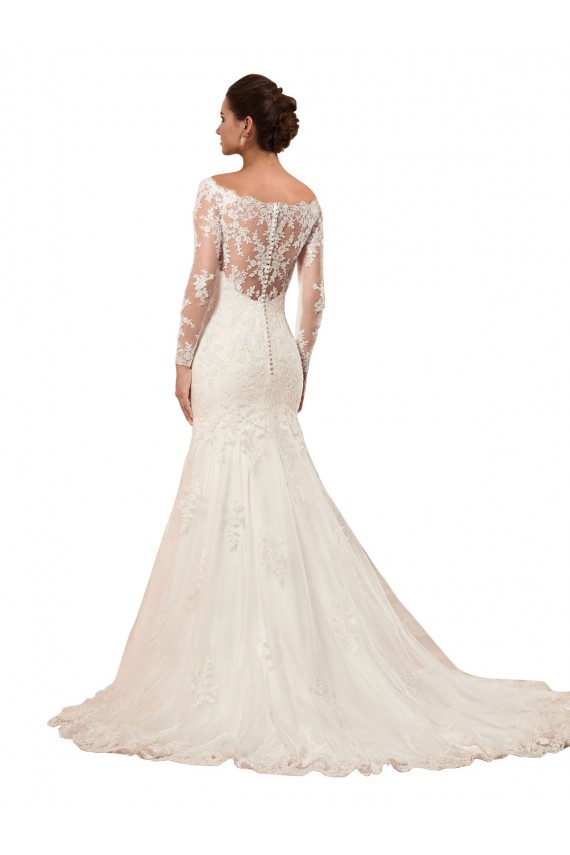 Lace Chapel Train Bateau Neck Mermaid Sexy Wedding Dress Plymouth
