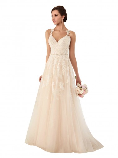 Tulle & Lace Chapel Train Sweetheart A-Line Wedding Dress Plymouth