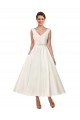 Satin Ankle Length V-Neck A-Line Wedding Dress Plymouth