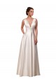 Satin Chapel Train V-Neck A-Line Wedding Gowns Plymouth