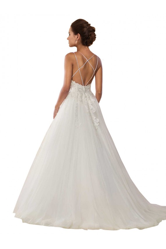 Tulle & Lace Chapel Train Spaghetti Straps Ball Gown Boho Wedding Dress Plymouth