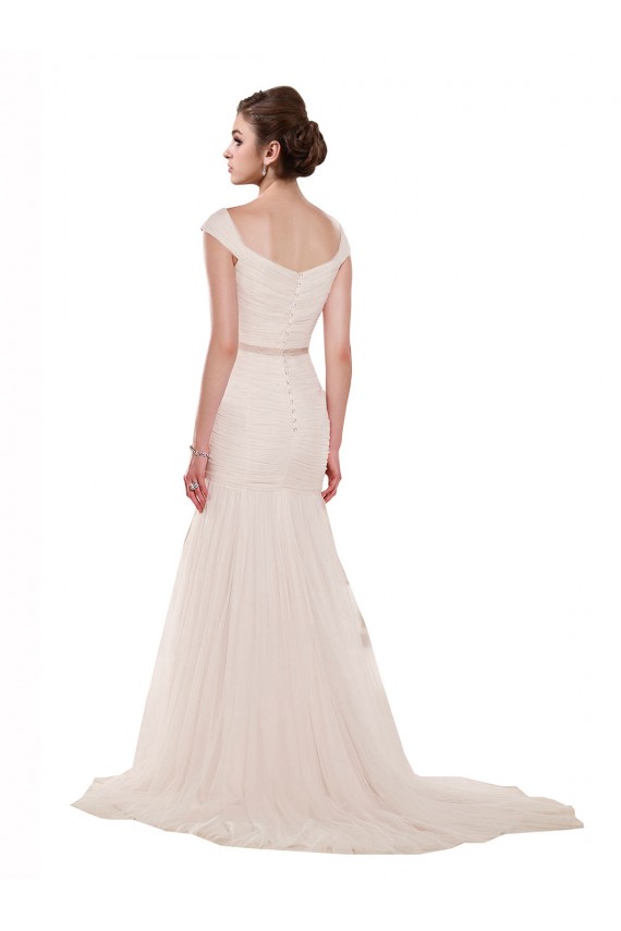 Tulle Chapel Train Off the Shoulder Mermaid Beach Wedding Dress Plymouth