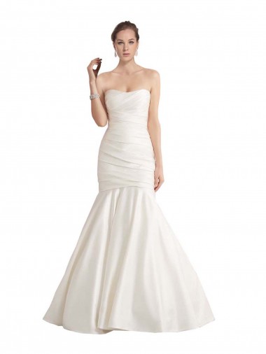 Satin Low Back Chapel Train Strapless Mermaid Beach Wedding Dress Plymouth