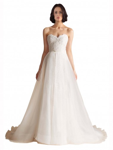 Tulle Low Back Sweep Train Sweetheart A-Line Bridal Wedding Dress Plymouth