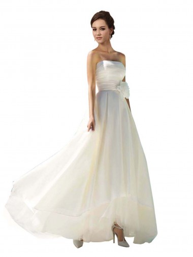 Soft Chiffon Long Strapless A-Line Wedding Dress Plymouth