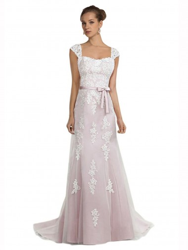 Tulle & Lace Sweep Train Strapless Mermaid Beach Wedding Dress Plymouth
