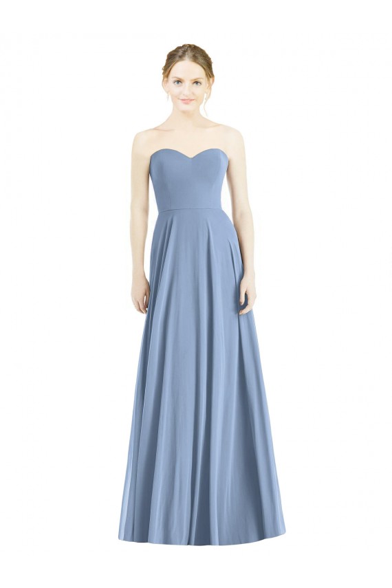 Soft Chiffon Long Sweetheart Dusty Blue A-Line Evening Dress / Bridesmaid Dress Plymouth