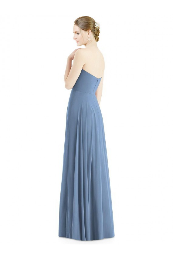 Soft Chiffon Long Sweetheart Dusty Blue A-Line Evening Dress / Bridesmaid Dress Plymouth