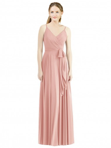Soft Chiffon Long Spaghetti Straps A-Line Formal Dress / Bridesmaid Dress Plymouth