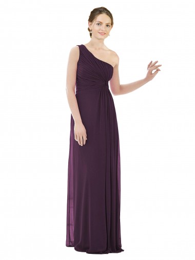Soft Chiffon Long One Shoulder Grape A-Line Evening Dress / Bridesmaid Dress Plymouth
