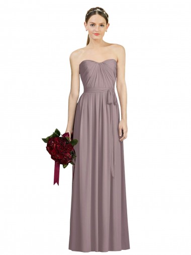 Soft Chiffon Long Sweetheart Dusty Rose A-Line Bridesmaid Dress Plymouth
