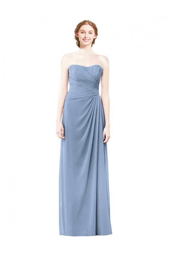 Chiffon Long Strapless A-Line Formal Dresses / Bridesmaid Dresses Plymouth