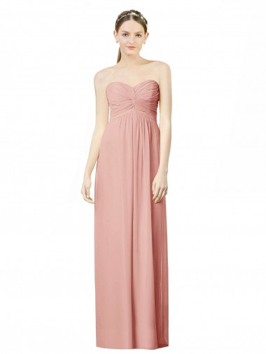 Soft Chiffon Long Sweetheart Bliss Pink A-Line Bridesmaid Dress Plymouth