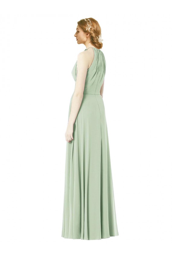 Soft Chiffon Long Halter Neck Emerald Green A-Line Bridesmaid Dress Plymouth