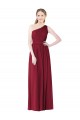 Soft Chiffon Long One Shoulder Burgundy A-Line Bridesmaid Gown Plymouth