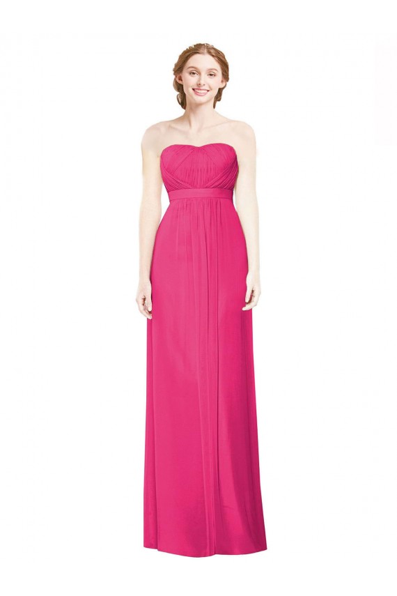 Soft Chiffon Long Strapless Azalea A-Line Bridesmaid Dress Plymouth