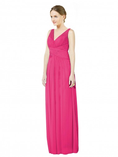 Soft Chiffon Open Back Long V-Neck A-Line Bridesmaid Dress Plymouth
