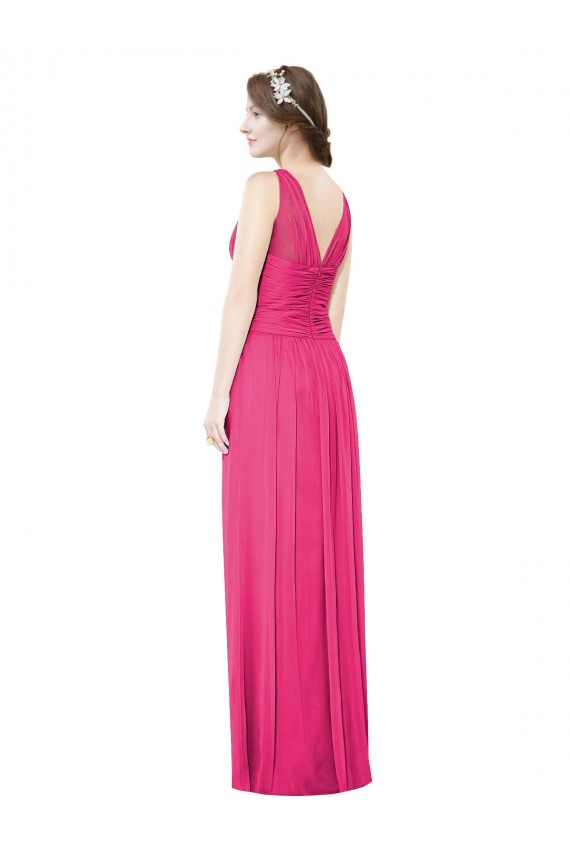 Soft Chiffon Open Back Long V-Neck A-Line Bridesmaid Dress Plymouth