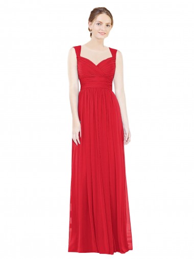 Chiffon Long Sweetheart Red A-Line Bridesmaid Dress / Evening Dress Plymouth