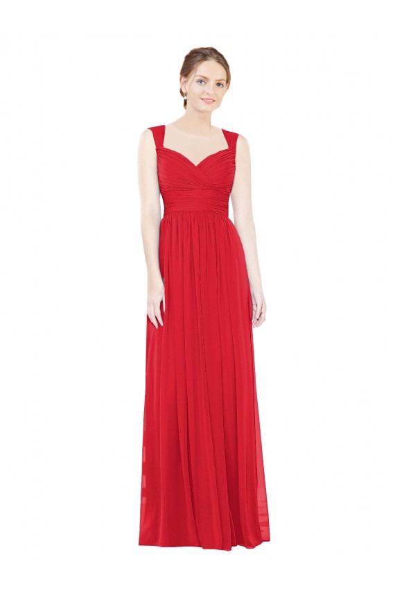 Chiffon Long Sweetheart Red A-Line Bridesmaid Dress / Evening Dress Plymouth