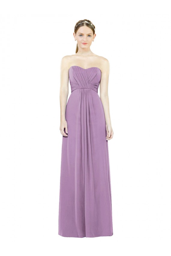 Soft Chiffon Long Sweetheart Dark Lavender A-Line Bridesmaid Dress Plymouth