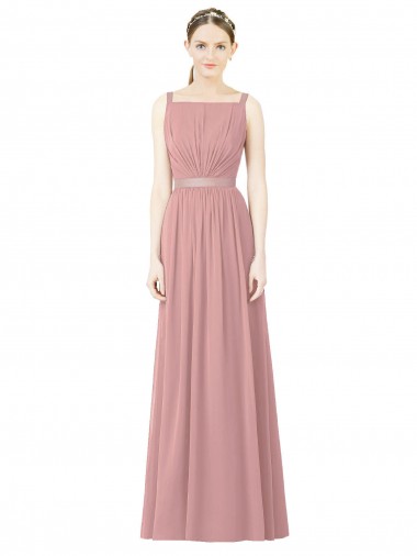 Soft Chiffon Long High Neck Dusty Pink A-Line Bridesmaid Dress Plymouth
