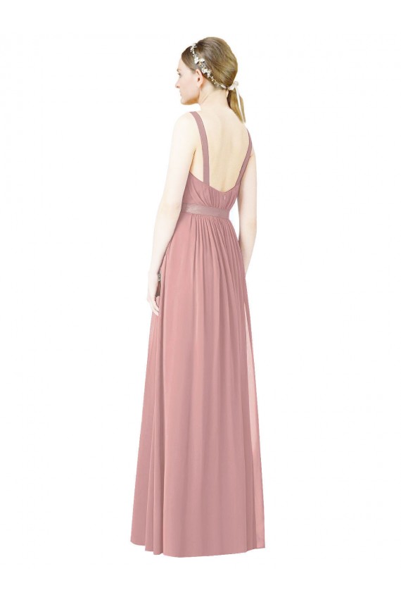 Soft Chiffon Long High Neck Dusty Pink A-Line Bridesmaid Dress Plymouth