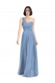 Soft Chiffon Long One Shoulder Dusty Blue A-Line Formal Dress / Bridesmaid Dress Plymouth