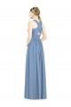 Chiffon Long V-Neck Dusty Blue A-Line Bridesmaid Gowns Plymouth