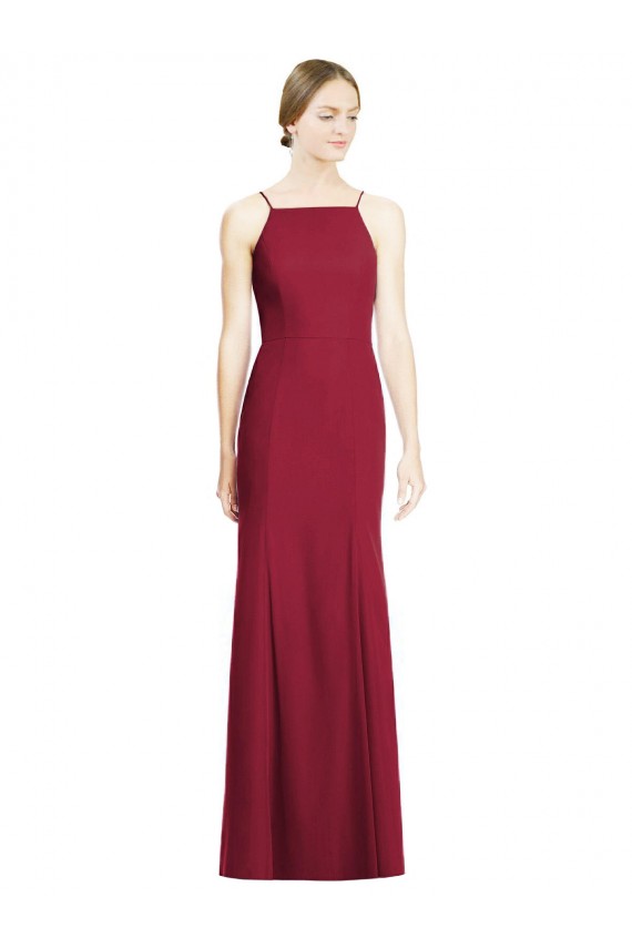 Soft Chiffon Long Spaghetti Straps Mermaid Bridal Party Dress Plymouth