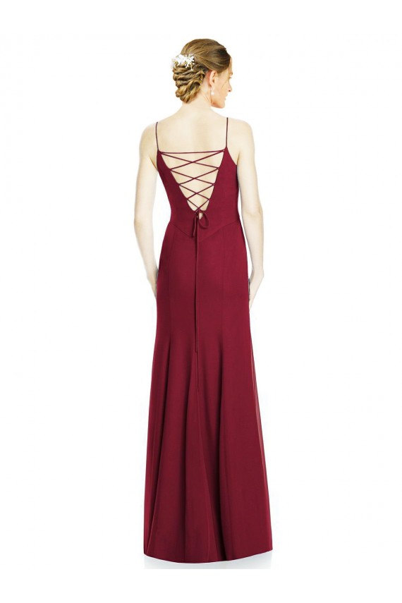 Soft Chiffon Long Spaghetti Straps Mermaid Bridal Party Dress Plymouth