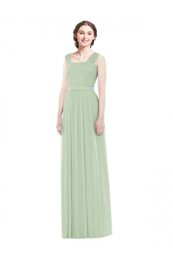 Soft Chiffon Long Spaghetti Straps A-Line Bridal Party Dress Plymouth