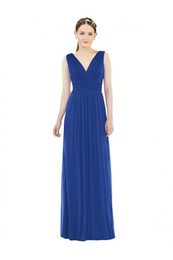 Soft Chiffon Long V-Neck A-Line Bridesmaid Gowns Plymouth