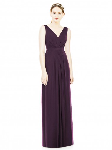 Chiffon Long V-Neck Grape A-Line Bridesmaid Dress / Evening Dress Plymouth