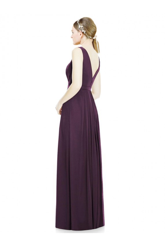 Chiffon Long V-Neck Grape A-Line Bridesmaid Dress / Evening Dress Plymouth