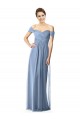 Soft Chiffon Long Off the Shoulder Dusty Blue A-Line Bridesmaid Dress Plymouth