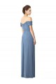 Soft Chiffon Long Off the Shoulder Dusty Blue A-Line Bridesmaid Dress Plymouth