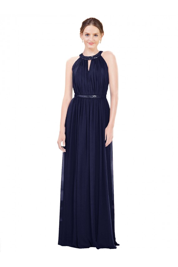 Soft Chiffon Long High Neck A-Line Bridesmaid Dress / Formal Dress Plymouth