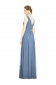 Soft Chiffon Long V-Neck Dusty Blue A-Line Semi Formal Evening Dress / Bridesmaid Dress Plymouth