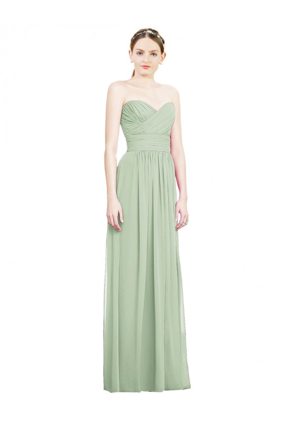 Soft Chiffon Criss Cross Back Long Sweetheart Sage A-Line Bridesmaid Dress Plymouth