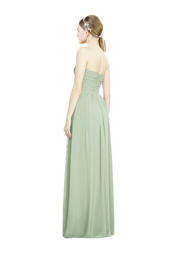 Soft Chiffon Criss Cross Back Long Sweetheart Sage A-Line Bridesmaid Dress Plymouth