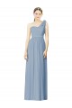 Soft Chiffon Long One Shoulder Dusty Blue A-Line Bridesmaid Dress Plymouth