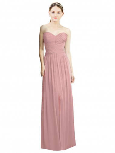 Chiffon Long Sweetheart Dusty Pink A-Line Bridesmaid Dress / Evening Dress Plymouth