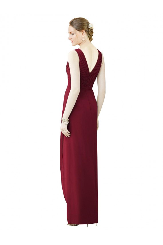 Chiffon V-Back Long V-Neck Sheath Bridesmaid Dress / Evening Dress Plymouth