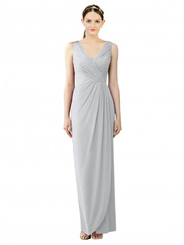 Chiffon V-Back Long V-Neck Sheath Bridesmaid Dress / Evening Dress Plymouth