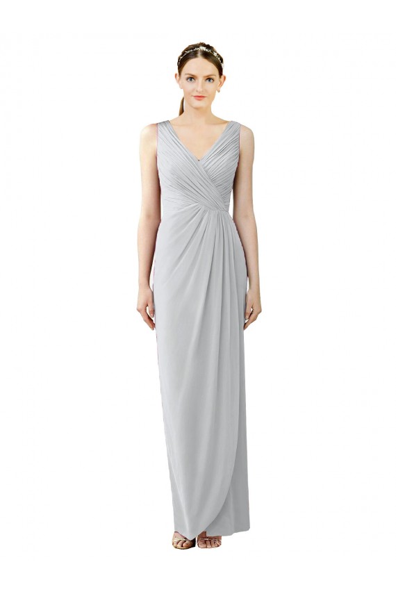Chiffon V-Back Long V-Neck Sheath Bridesmaid Dress / Evening Dress Plymouth