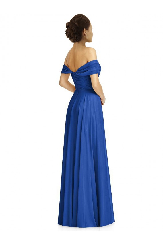 Soft Chiffon Long Off the Shoulder Royal Blue A-Line Semi Formal Evening Dress / Bridesmaid Dress Plymouth