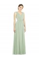 Soft Chiffon V-Back Long V-Neck Sage A-Line Bridesmaid Dress Plymouth
