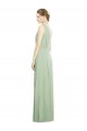 Soft Chiffon V-Back Long V-Neck Sage A-Line Bridesmaid Dress Plymouth